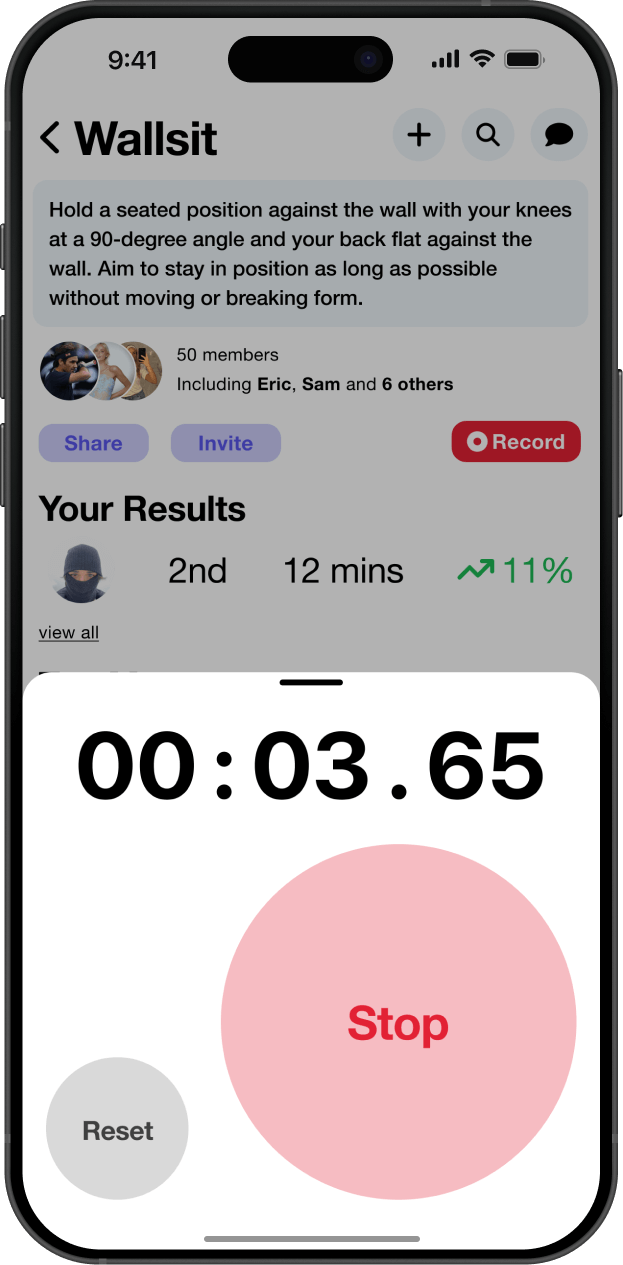Challenge record screen